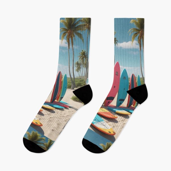 Item preview, Colorful paddle SUP boards on tropical summer beach coast designed and sold by icemanphotos.
