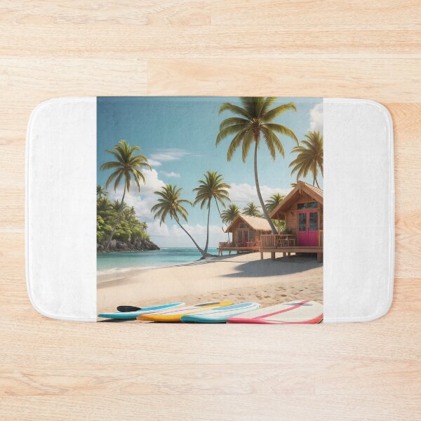 Item preview, Colorful paddle SUP boards on tropical summer beach coast designed and sold by icemanphotos.