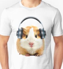 Cute Guinea Pig Wearing Headphone Unisex T-Shirt