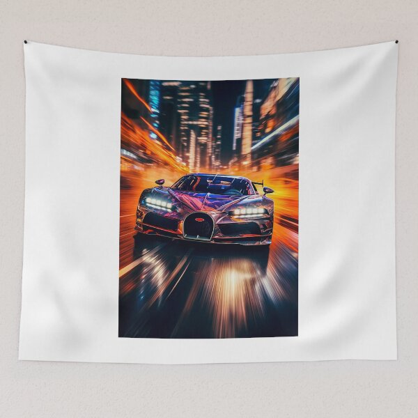 Item preview, Bugatti Chiron Super Sport Hypercar In Modern City With Lights Reflections designed and sold by RevUpDesign.