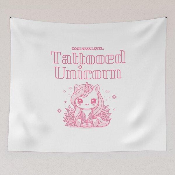 Item preview,  Kawaii Tattooed Unicorn T-Shirt - Cute & Edgy Unicorn Apparel designed and sold by Brudy-R.