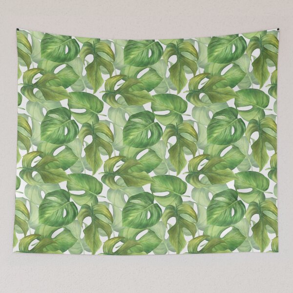 Item preview, Tropic leaves, summer exotic green Hawaiian pattern design. Watercolor hand drawn clipart designed and sold by BartolArt.