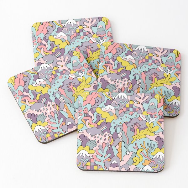 Item preview, Summer doodle mountains and hiding cats designed and sold by kostolom3000.