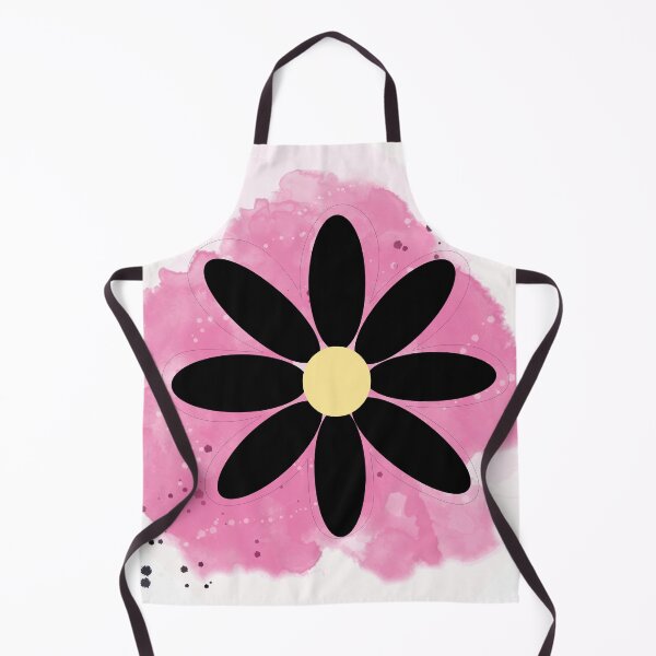 Item preview, Black daisy with yellow center on a pink watercolor grid-like background designed and sold by SimoesArtistry.