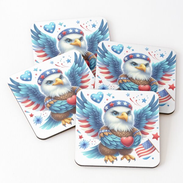Item preview, 4th July watercolor baby eagle with american flag gift designed and sold by BlushRoses7.