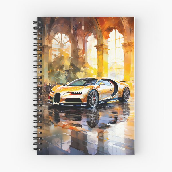 Item preview, Golden Bugatti Chiron Hypercar Inside Grand Hall With Arched Windows designed and sold by RevUpDesign.