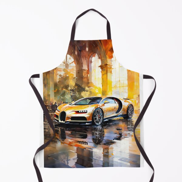 Item preview, Golden Bugatti Chiron Hypercar Inside Grand Hall With Arched Windows designed and sold by RevUpDesign.