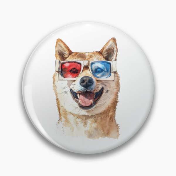 Item preview, Shiba Inu con gafas 3-D de la vieja escuela, en estilo acuarela designed and sold by Wormy-23.