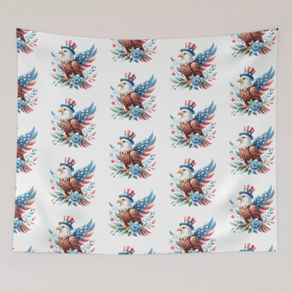 Item preview, 4th July watercolor eagle with flowers gift designed and sold by BlushRoses7.