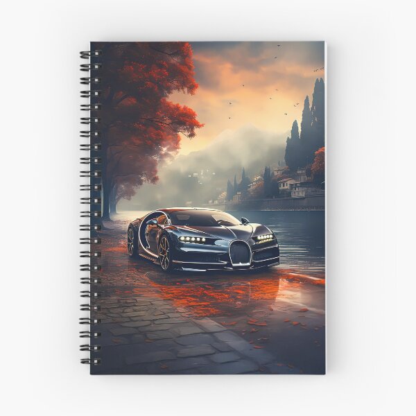 Item preview, Black Bugatti Chiron Hypercar Next To Mystic Lake And Autumn Theme designed and sold by RevUpDesign.