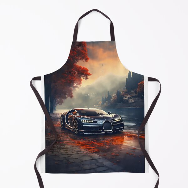 Item preview, Black Bugatti Chiron Hypercar Next To Mystic Lake And Autumn Theme designed and sold by RevUpDesign.