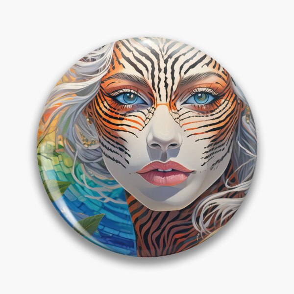 Item preview, Kitch woman tiger, rainbow and roses designed and sold by Foxelina.