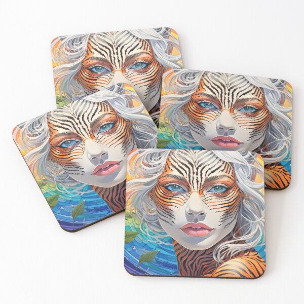 Item preview, Kitch woman tiger, rainbow and roses designed and sold by Foxelina.