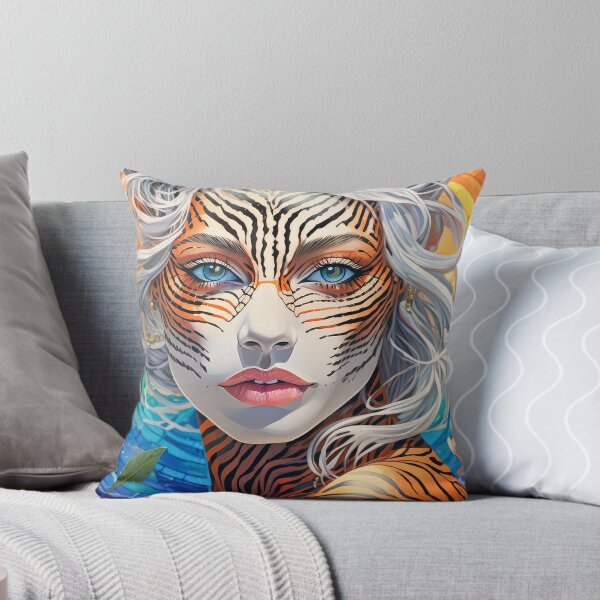 Item preview, Kitch woman tiger, rainbow and roses designed and sold by Foxelina.