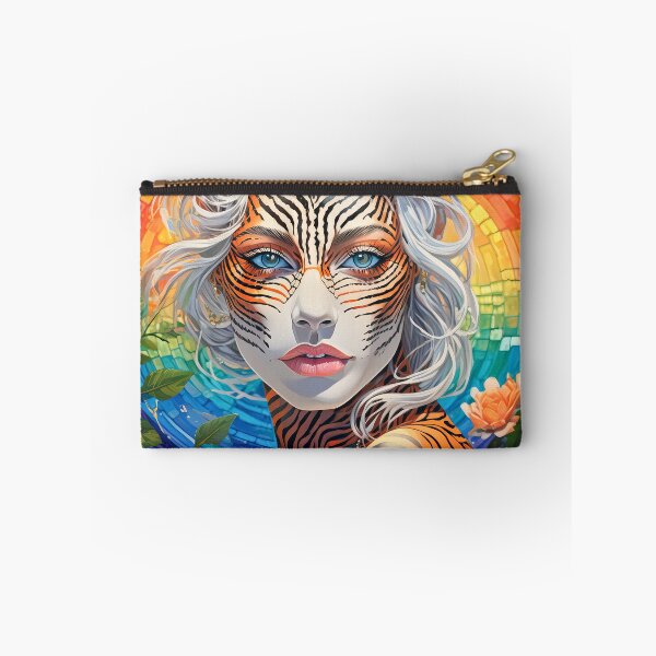 Item preview, Kitch woman tiger, rainbow and roses designed and sold by Foxelina.