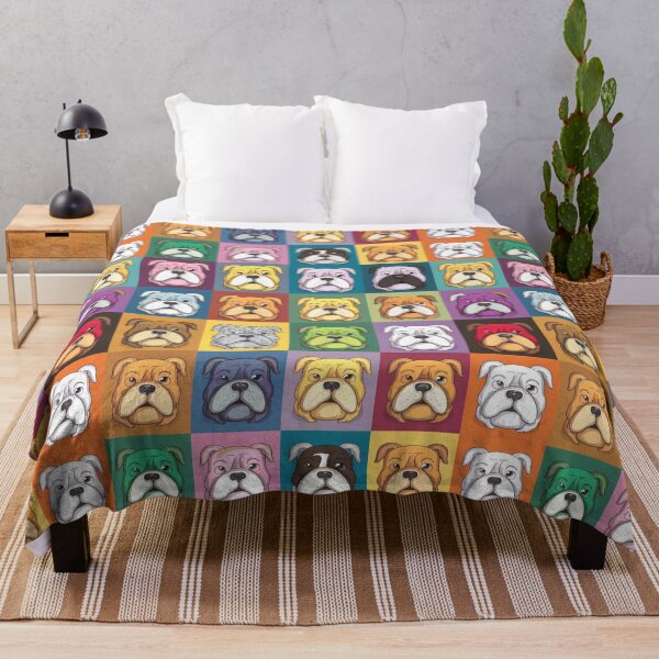 Item preview, Bulldog Patchwork: Vivid Canine Quilt designed and sold by DJ-Portable.