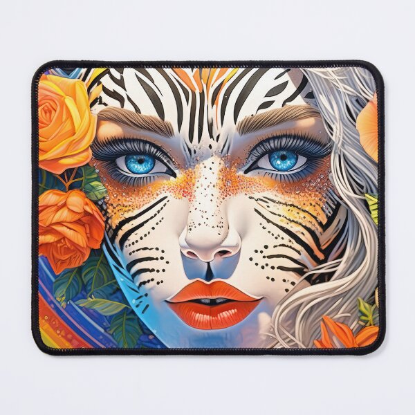 Item preview, Kitch woman tiger, rainbow and roses designed and sold by Foxelina.