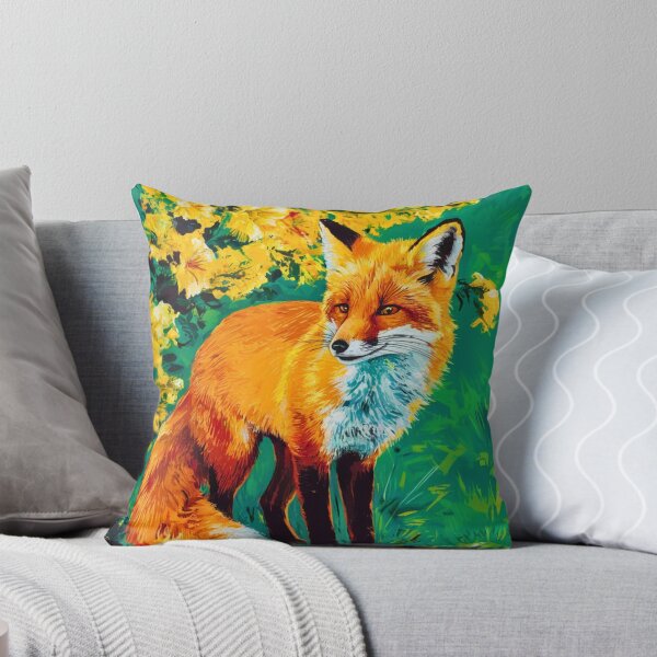 Item preview, Fox Portrait. Spring season, floral fox, vintage fox, fox painting, Paul Gauguin style designed and sold by FoxVibes.