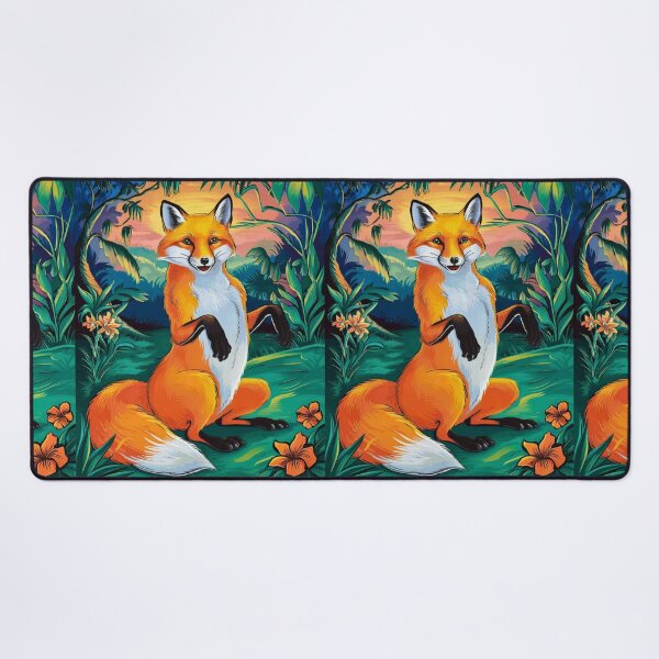 Item preview, Fox Portrait. Spring season, floral fox, vintage fox, fox painting, Paul Gauguin style designed and sold by FoxVibes.