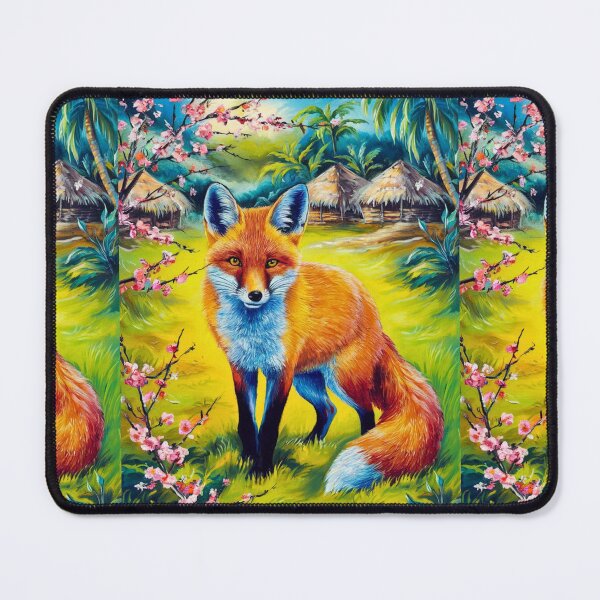 Item preview, Fox Portrait. Spring season, floral fox, vintage fox, fox painting, Paul Gauguin style designed and sold by FoxVibes.