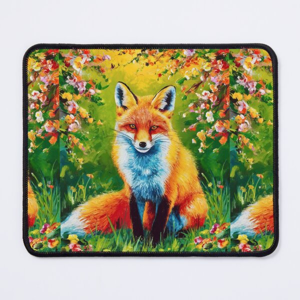 Item preview, Fox Portrait. Spring season, floral fox, vintage fox, fox painting, Paul Gauguin style designed and sold by FoxVibes.