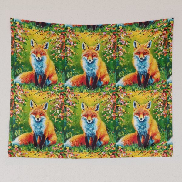 Artikelvorschau, Fuchs-Porträt. Frühlingszeit, Blumenfuchs, Vintage-Fuchs, Fuchs-Malerei, Paul Gauguin-Stil entworfen und verkauft von FoxVibes.
