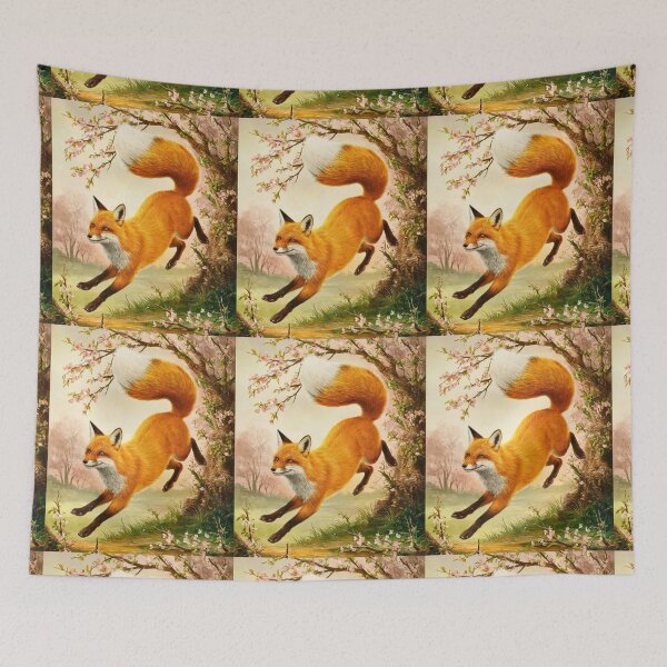 Artikelvorschau, Fuchs-Porträt. Frühlingszeit, Blumenfuchs, Vintage-Fuchs, Fuchs-Malerei, Paul Gauguin-Stil entworfen und verkauft von FoxVibes.