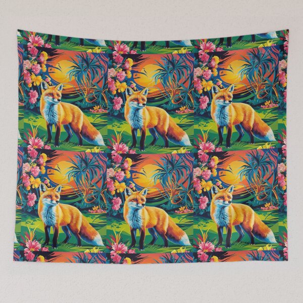 Artikelvorschau, Fuchs-Porträt. Frühlingszeit, Blumenfuchs, Vintage-Fuchs, Fuchs-Malerei, Paul Gauguin-Stil entworfen und verkauft von FoxVibes.