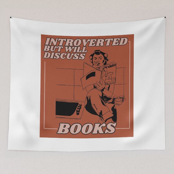 Item preview, Introverted but will discuss books vintage reading aesthetic  designed and sold by stickersxbecca.