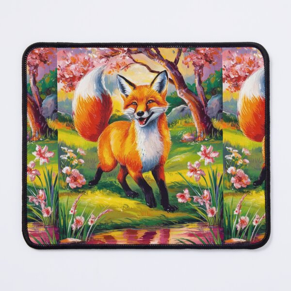 Item preview, Fox Portrait. Spring season, floral fox, vintage fox, fox painting, Paul Gauguin style designed and sold by FoxVibes.
