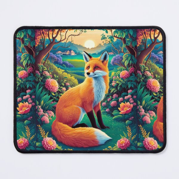 Item preview, Fox Portrait. Spring season, floral fox, vintage fox, fox painting, Paul Gauguin style designed and sold by FoxVibes.