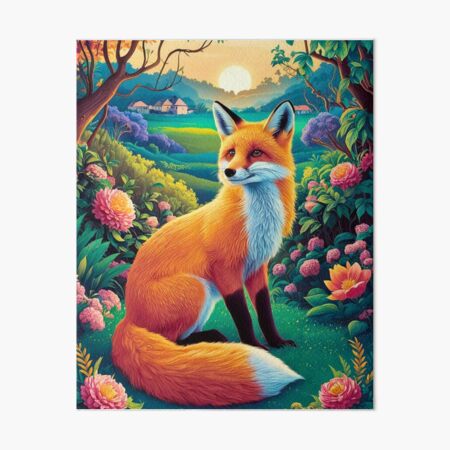 Item preview, Fox Portrait. Spring season, floral fox, vintage fox, fox painting, Paul Gauguin style designed and sold by FoxVibes.