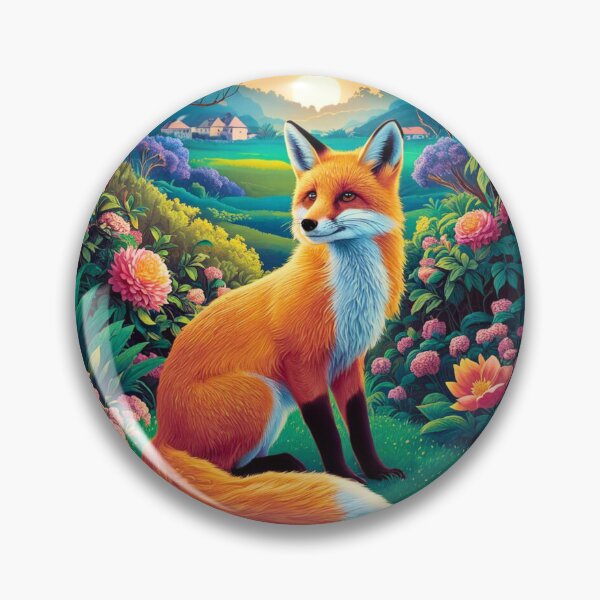 Artikelvorschau, Fuchs-Porträt. Frühlingszeit, Blumenfuchs, Vintage-Fuchs, Fuchs-Malerei, Paul Gauguin-Stil entworfen und verkauft von FoxVibes.
