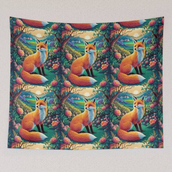 Artikelvorschau, Fuchs-Porträt. Frühlingszeit, Blumenfuchs, Vintage-Fuchs, Fuchs-Malerei, Paul Gauguin-Stil entworfen und verkauft von FoxVibes.