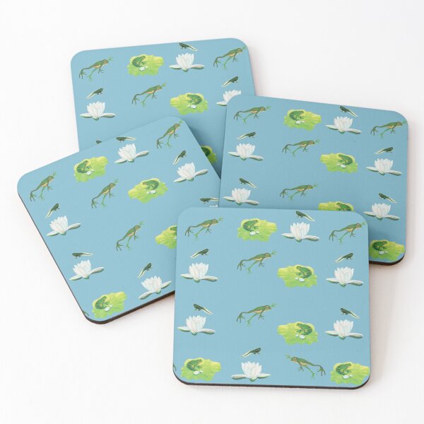 Item preview, Happy Frogs Relaxing in a Pond of Water Lilies Pattern designed and sold by Julia Doria.