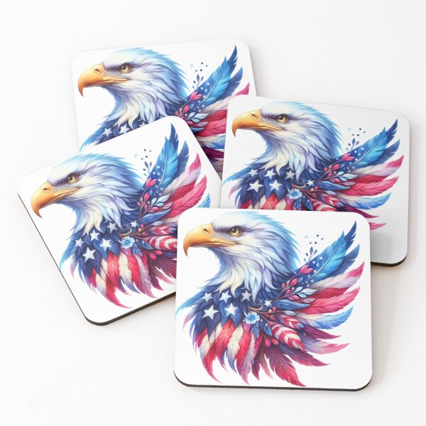 Item preview, 4th July watercolor american eagle in red and blue gift designed and sold by BlushRoses7.