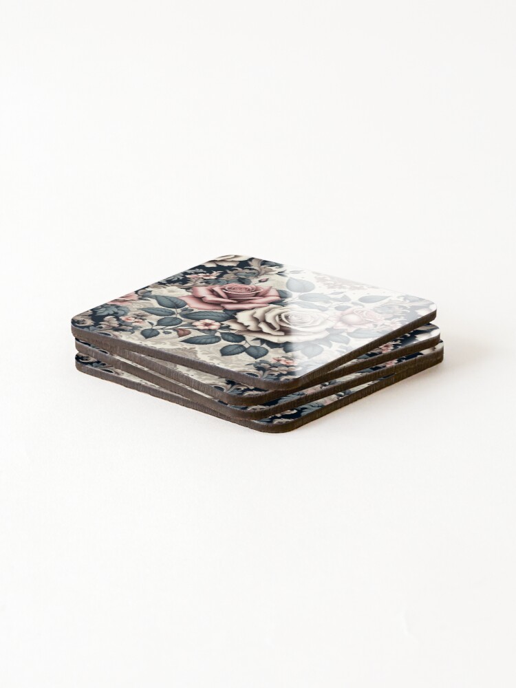 Thumbnail 4 of 5, Coasters (Set of 4), Damask With Roses designed and sold by DesignsByPrnces.
