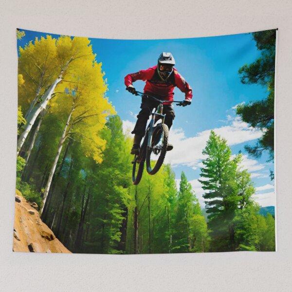 Item preview, Airborne Thrill: MTB Rider Soaring designed and sold by GrizzlyCollective.