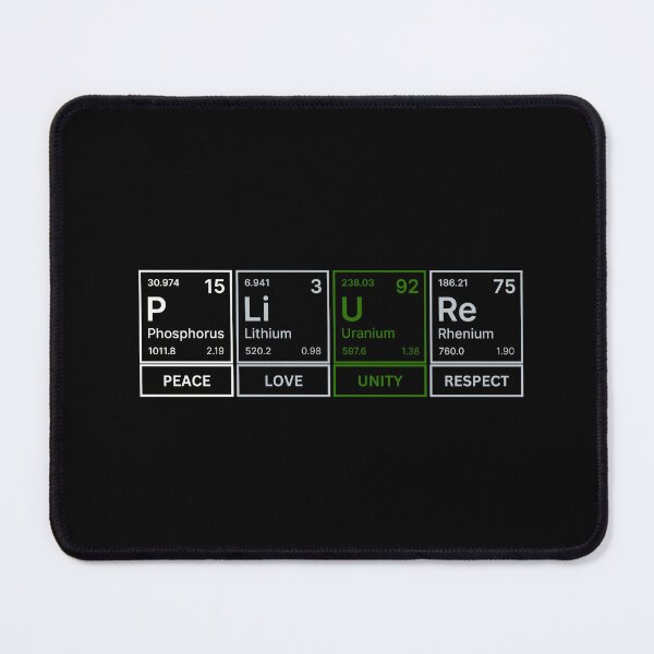 Item preview, Plur Peace Love Unity Respect, Periodic Table Graphic, PLUR, Chemistry lover, Science graphic, elements graphic, designed and sold by PrideBeProud.
