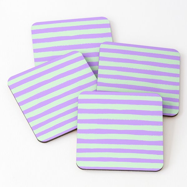 Item preview, Mint Green and Purple Painterly Freehand Stripes designed and sold by OneThreeSix.