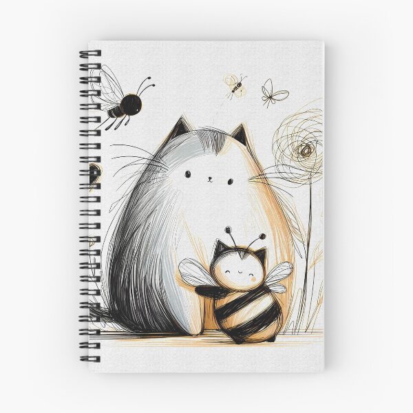 Item preview, Cute Cat & Bee | Floral & Butterfly Design | Minimalist Line Art | Adorable Nature-Inspired Illustration designed and sold by GOATMATCH.