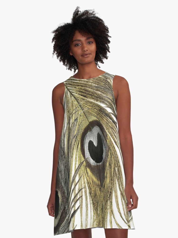 Peacock Feather Print Halter Midi Dress in Breathable Cotton - Shoreline  Wear, Inc.