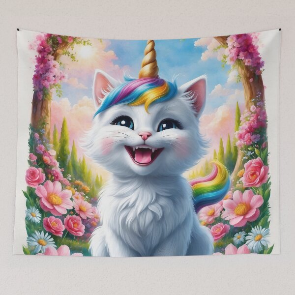 Item preview,  Cat-Unicorn with Colorful Flowers designed and sold by Neranchara.