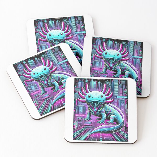 Item preview, Futuristic Neon Axolotl Cyberpunk designed and sold by RetroPop23.