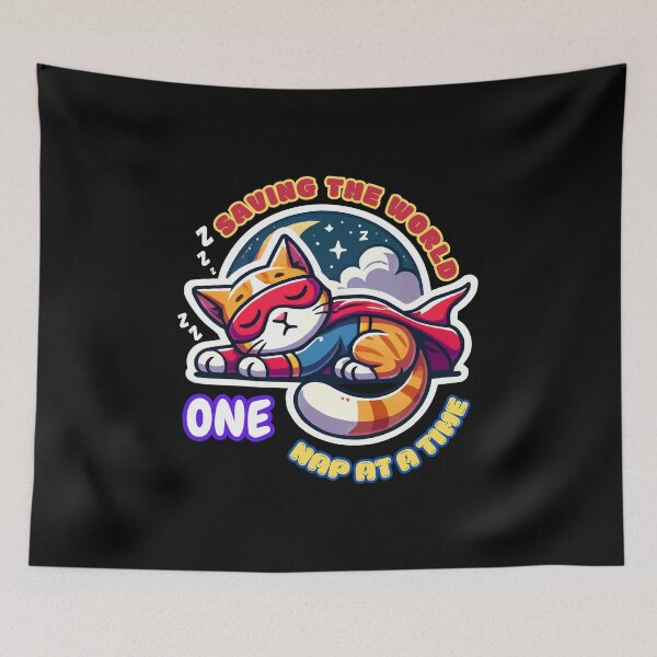 Item preview, Super Hero Cat Saving the World designed and sold by HarmonyCreation.