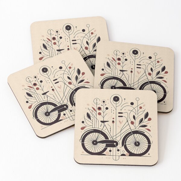 Item preview, Bicycle Among Leaves | Flowers | Minimalist Art | Linear Illustration designed and sold by GOATMATCH.
