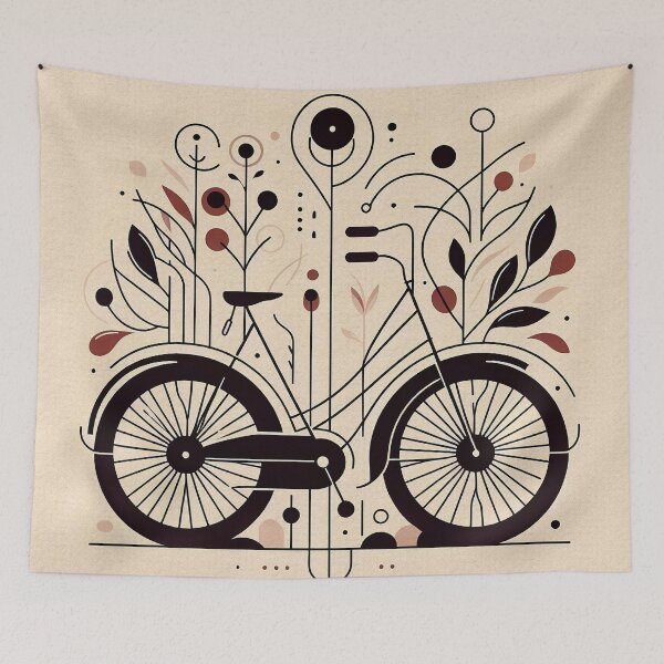 Item preview, Bicycle Among Leaves | Flowers | Minimalist Art | Linear Illustration designed and sold by GOATMATCH.