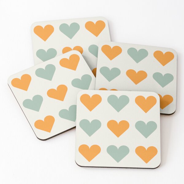 Item preview, Large ORANGE, MUTED GREEN & CREAM LOVE HEARTS designed and sold by RachelMacht.