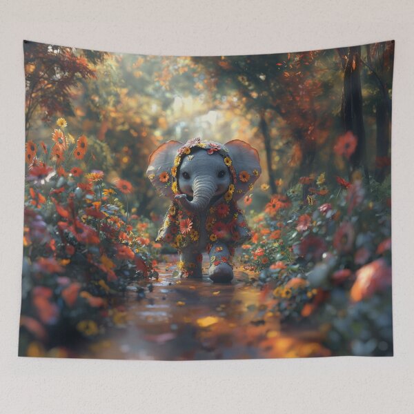 Item preview, The elephant and the power of flowers designed and sold by Plagesseart.
