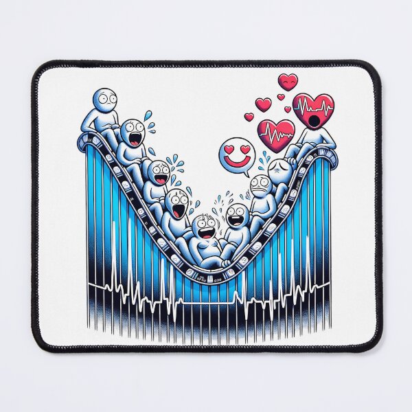 Item preview, Emotional Rollercoaster: ECG Ride with Quirky Characters designed and sold by 0penvimark.